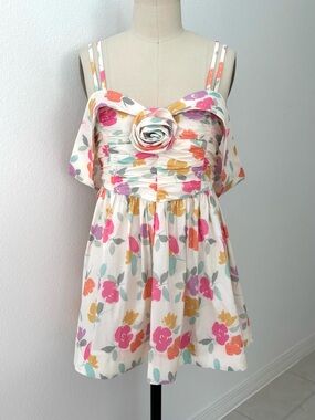 For Love & Lemons Johannes Mini Dress NWT Colorful Floral OTS Romantic L